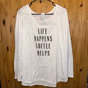 Lane Bryant White Long Sleeve Graphic Tee